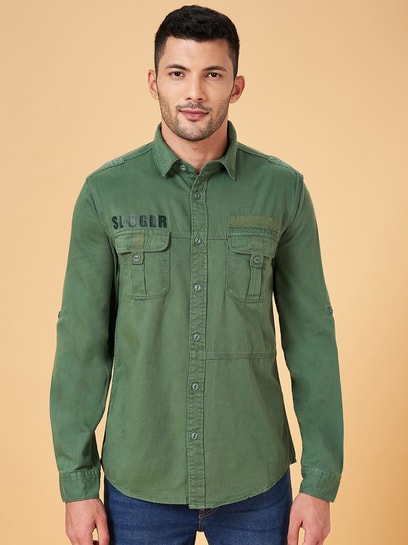 Men Cotton Denim Shirt Blouse Top Smart Casual Plain Long Sleeve Retro  Formal | eBay