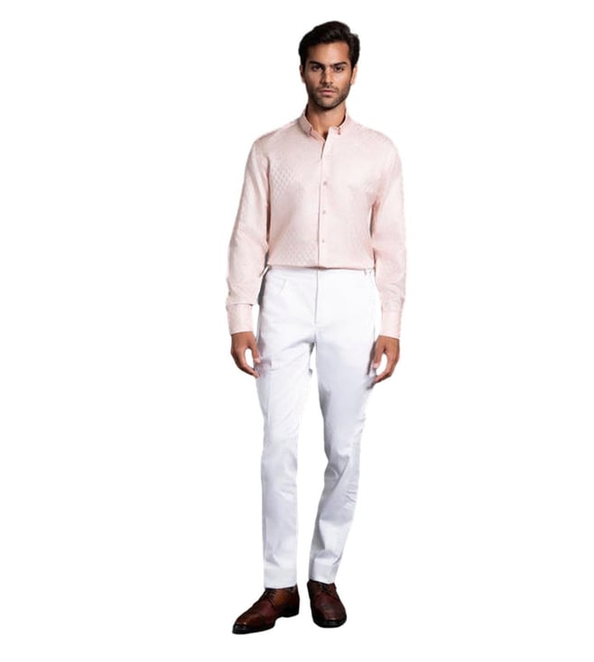 Vivek Karunakaran - White Poplin Standing Collar Shirt For Men