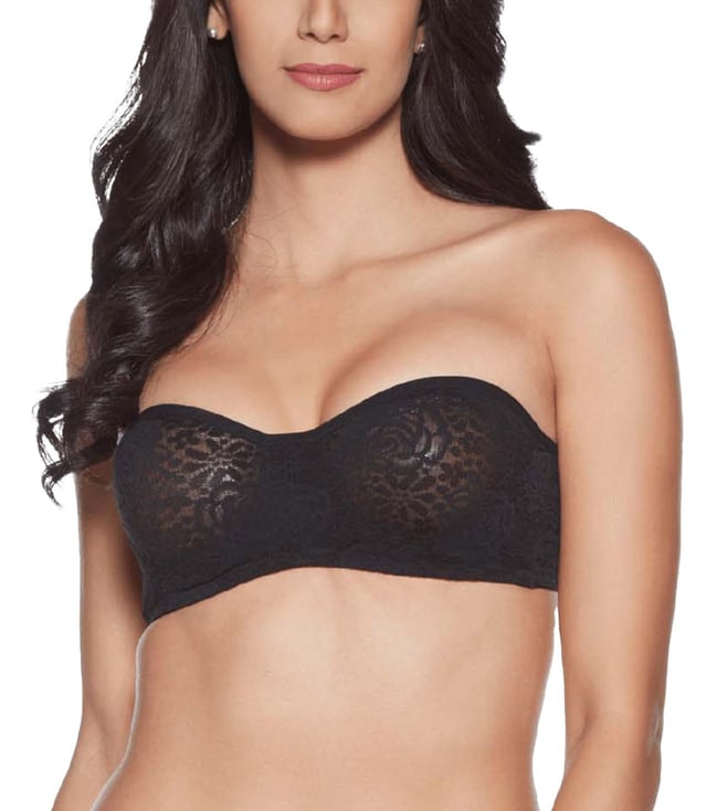 Red Carpet Padded Wired Half Cup Full Coverage Strapless Bra - Black