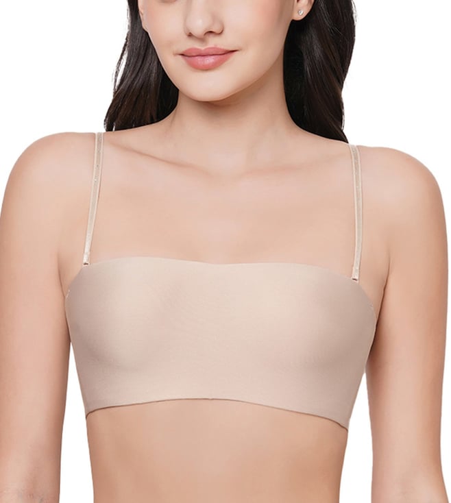 Basic Mold Padded Wired Half Cup Strapless Bandeau T Shirt Bras Beige