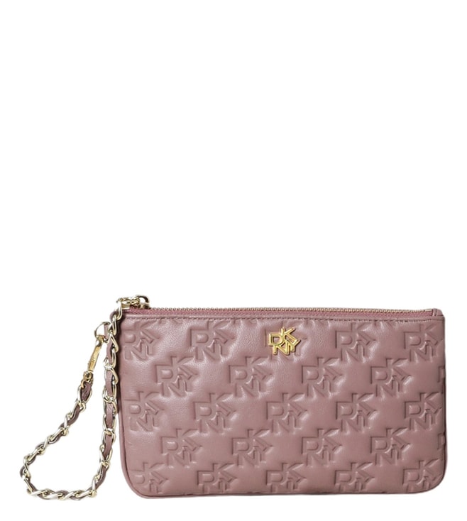 DKNY Pink Catherine Embossed Lamb Nappa Textured Medium Wallet