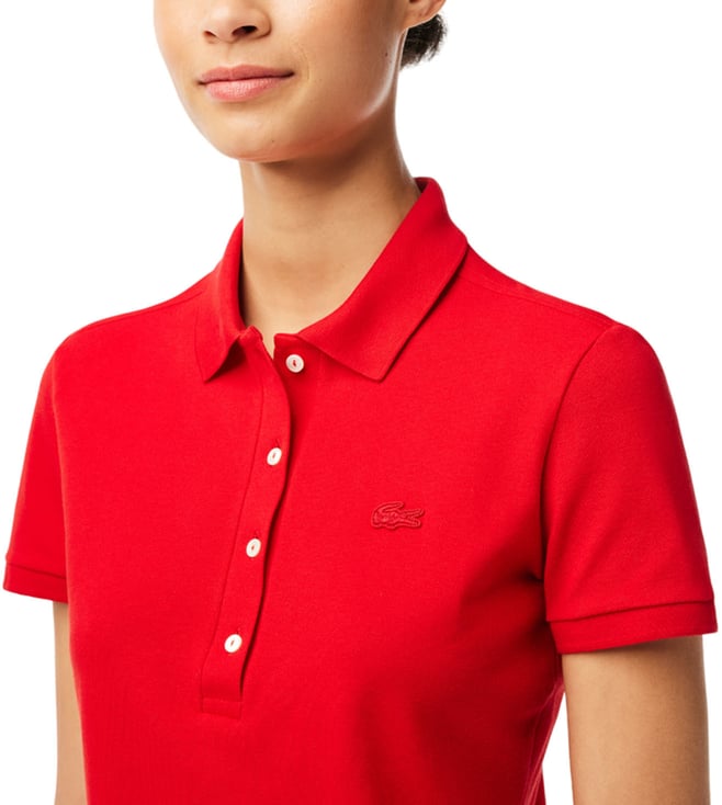 Lacoste Red Slim Fit Pique Polo TShirt