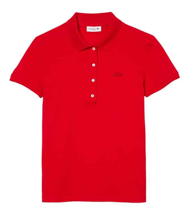 Lacoste Red Slim Fit Pique Polo TShirt