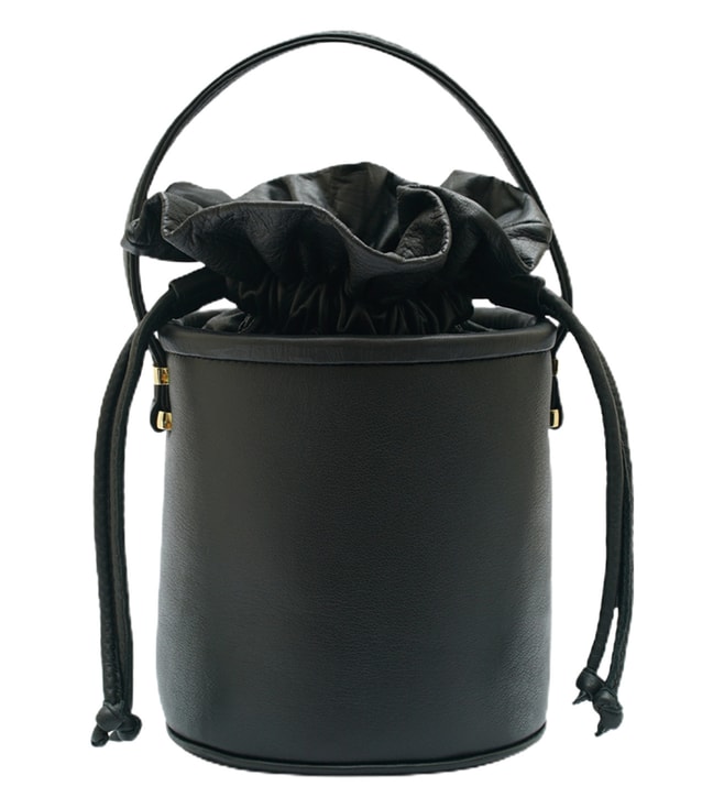 AHIKOZA Black Core Collection Structured Medium Bucket Bag