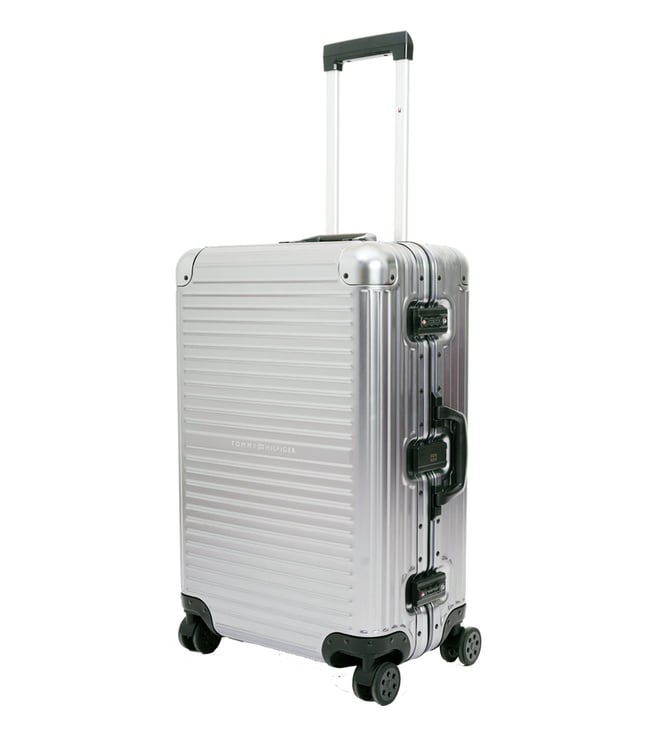 Tommy Hilfiger Silver Titanium Small Hard Luggage Trolley