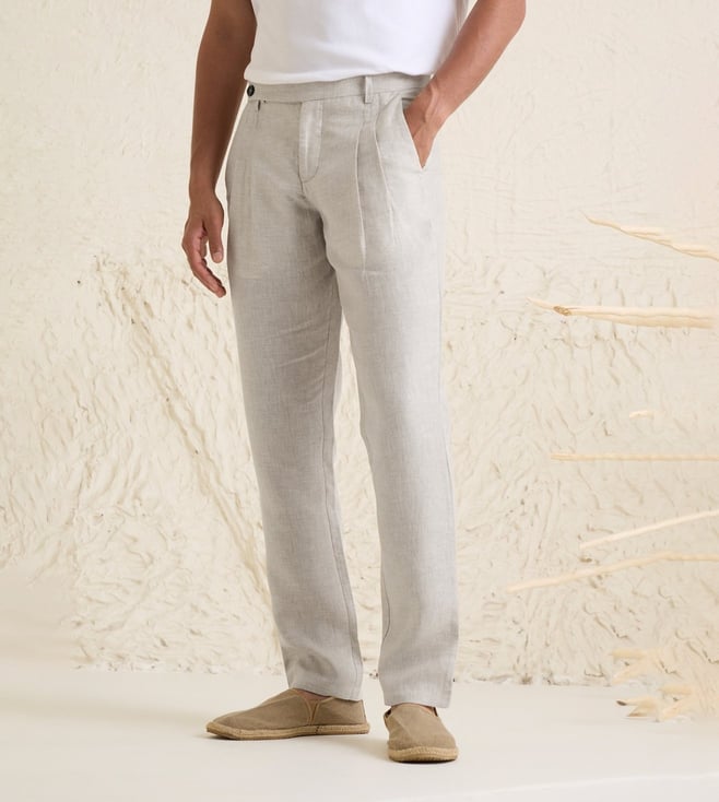 Buy Andamen Beige Men's Linen Trousers for Men Online @ Tata CLiQ Luxury