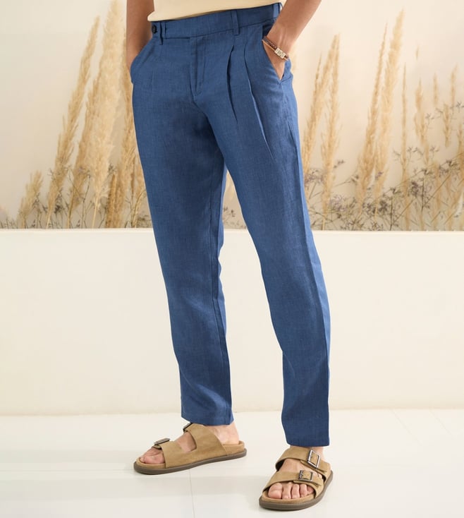 Buy Dark Rye Linen Pants  Casual Brown Linen Pants for Men Online   Andamen  PEP
