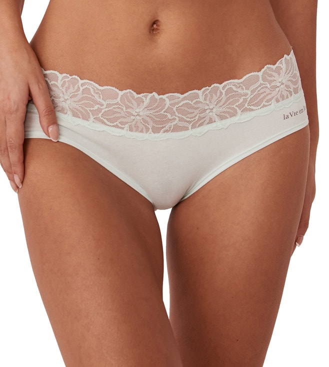 Buy La Vie En Rose Cotton and Lace Band Cheeky Panty - Red online