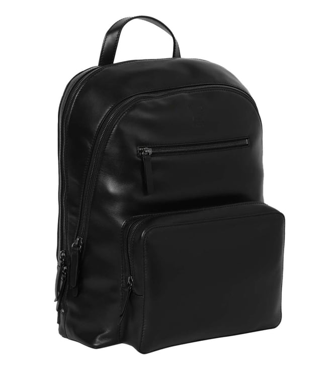 Bagatt Black Leather Solofra Medium Backpack