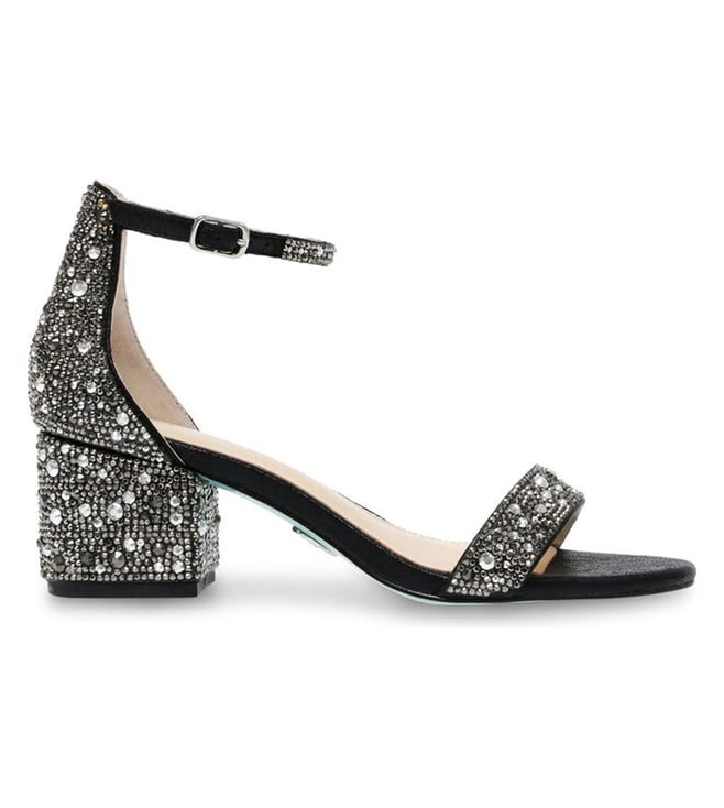 Buy Label Sephyr Black Swarovski Encrusted Laena Block Heels Online ...