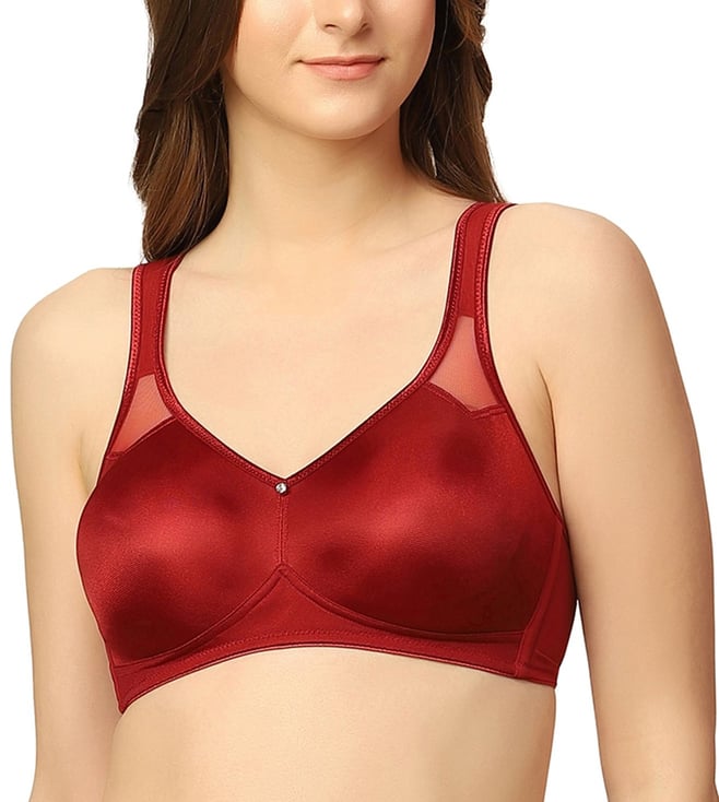 Buy Triumph Maroon Wireless Non Padded Minimizer Bra for Women