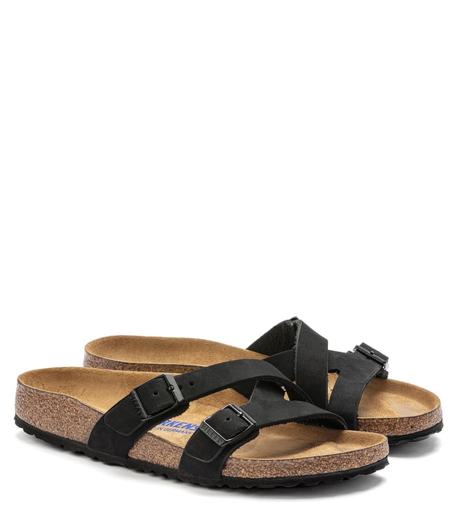 Buy Birkenstock Black Yao Balance Narrow Width Slide Sandals for