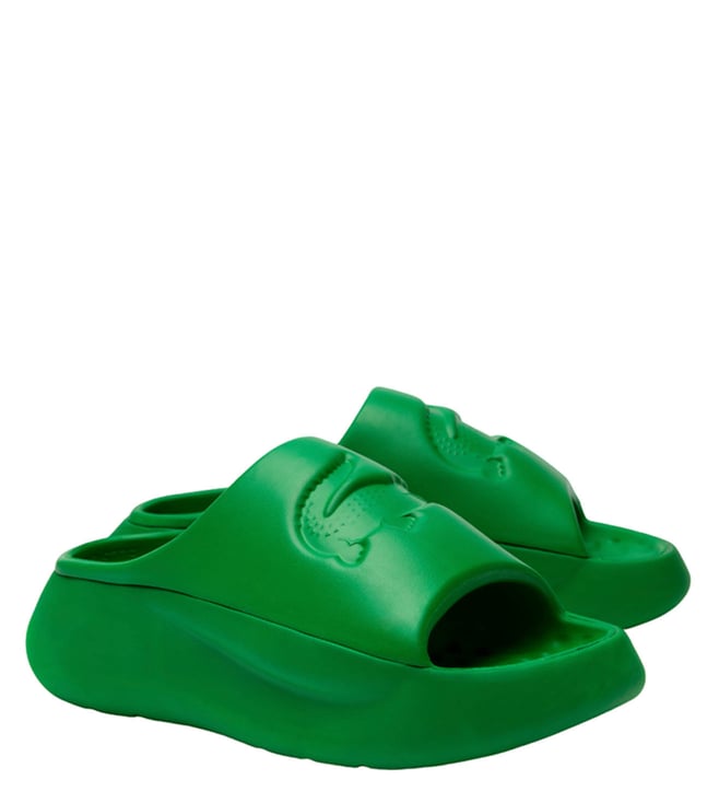 Buy Lacoste Green Serve 3.0 Logo Slide Sandals for Men Online