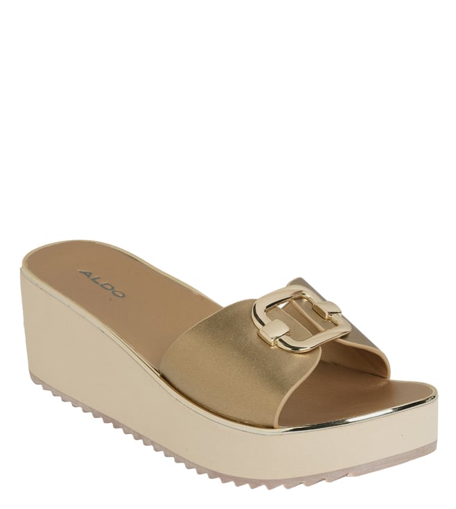 Aldo hot sale gold slides