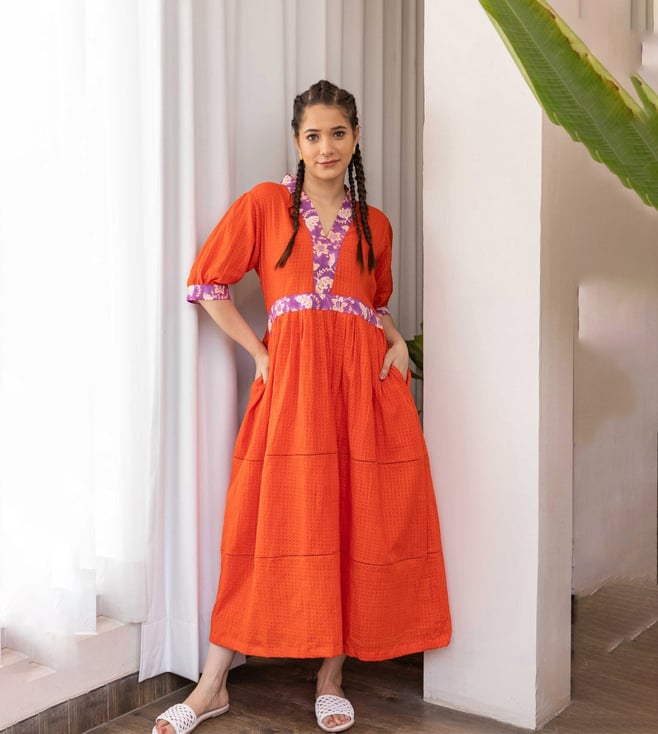 Buy The Yellow Gypsy Orange Massai Dress for Women Online @ Tata CLiQ Luxury