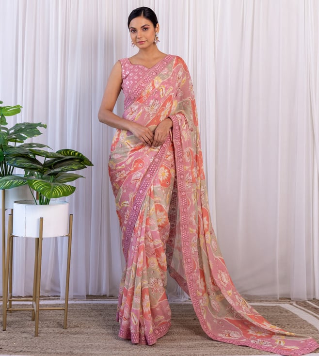 Red Gota Jaal Chinnon Saree - ShopperBoard