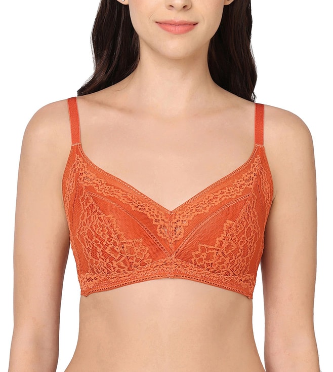 Buy Retro Chic Non Padded Wired Full Coverage Full Support Everyday Comfort  Bra - Brown Online