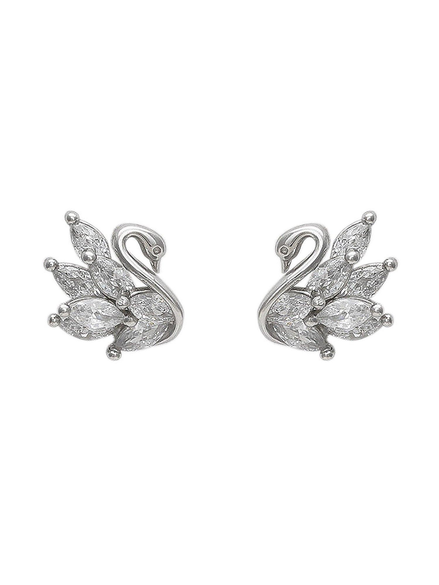 GIVA 925 Silver Shining Swan Stud Earrings