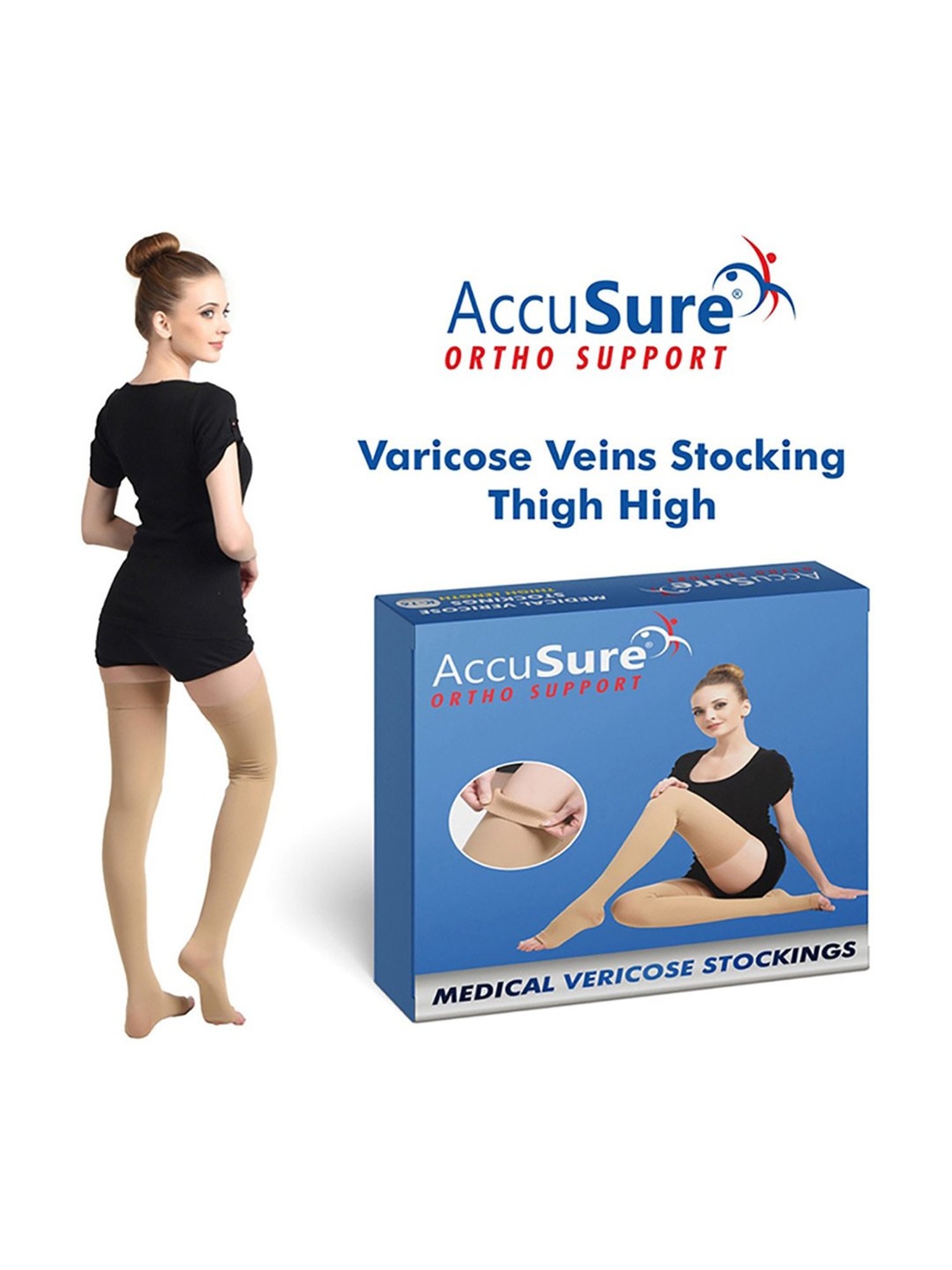 AccuSure Varicose Vein Stockings Thigh Length for Varicose Veins Can Be  Used By Men & Women Knee Support - Buy AccuSure Varicose Vein Stockings  Thigh Length for Varicose Veins Can Be Used