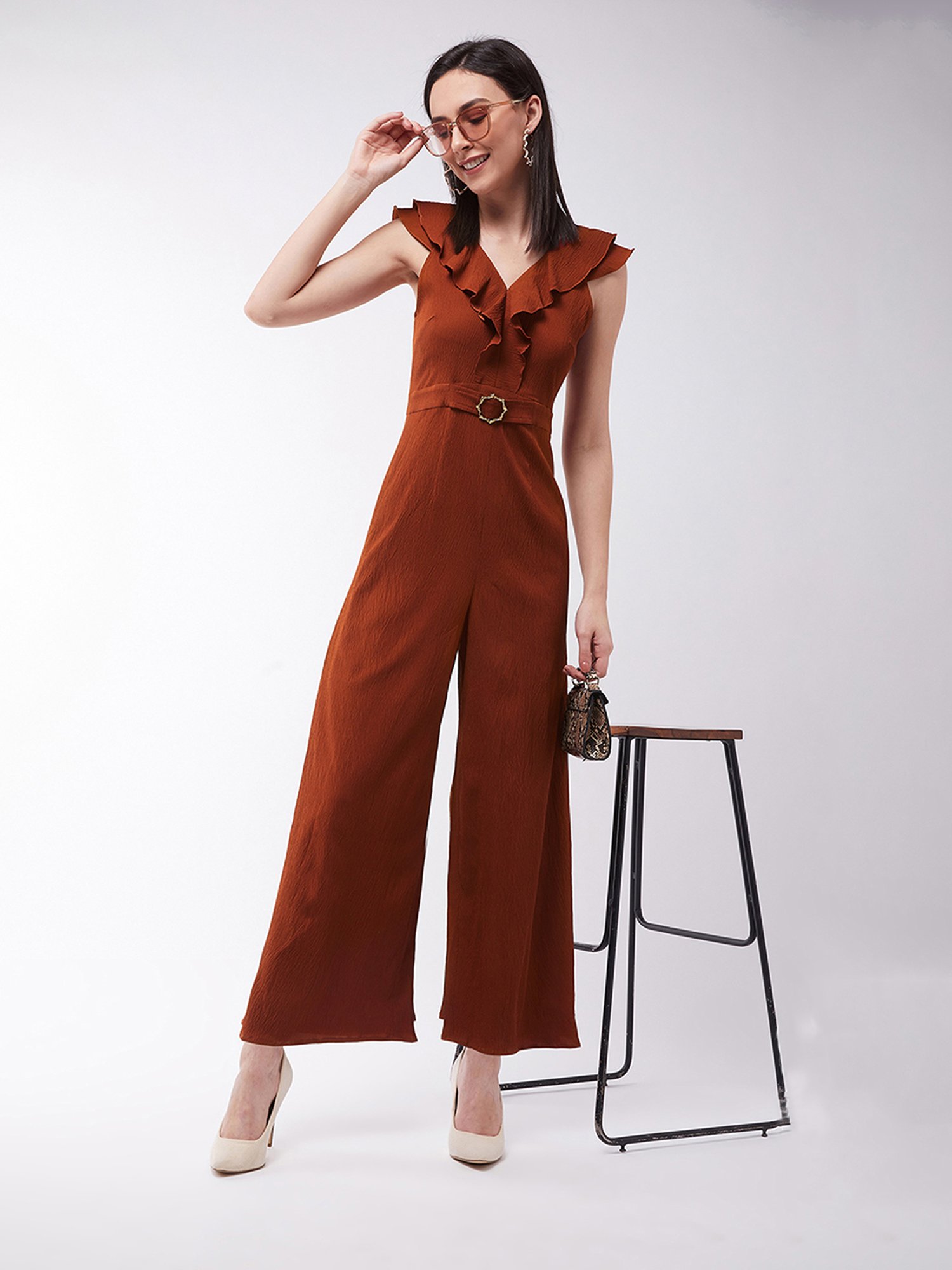 Buy Miss Chase Rust Maxi Jumpsuit for Women Online @ Tata CLiQ