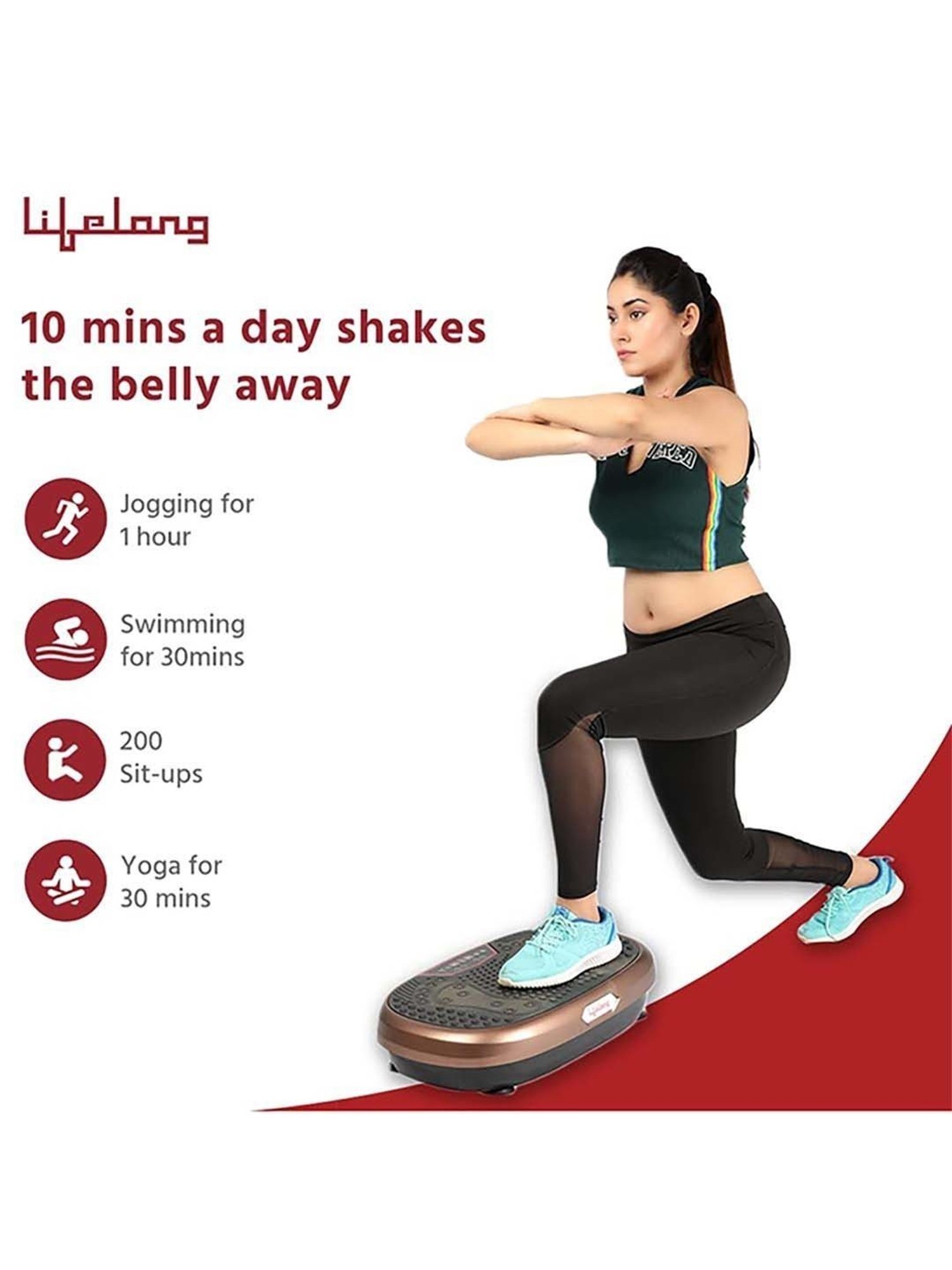 Lifelong Crazyfit Vibration Plate Massager Machine for Home & Gym Workout  for Full Body, Weight Loss,Muscle Toning, Pain Relief, Flexibility, Calorie  Burning,Comes with 5 Program Modes & Remote (LLM234 ,1 Year Warranty