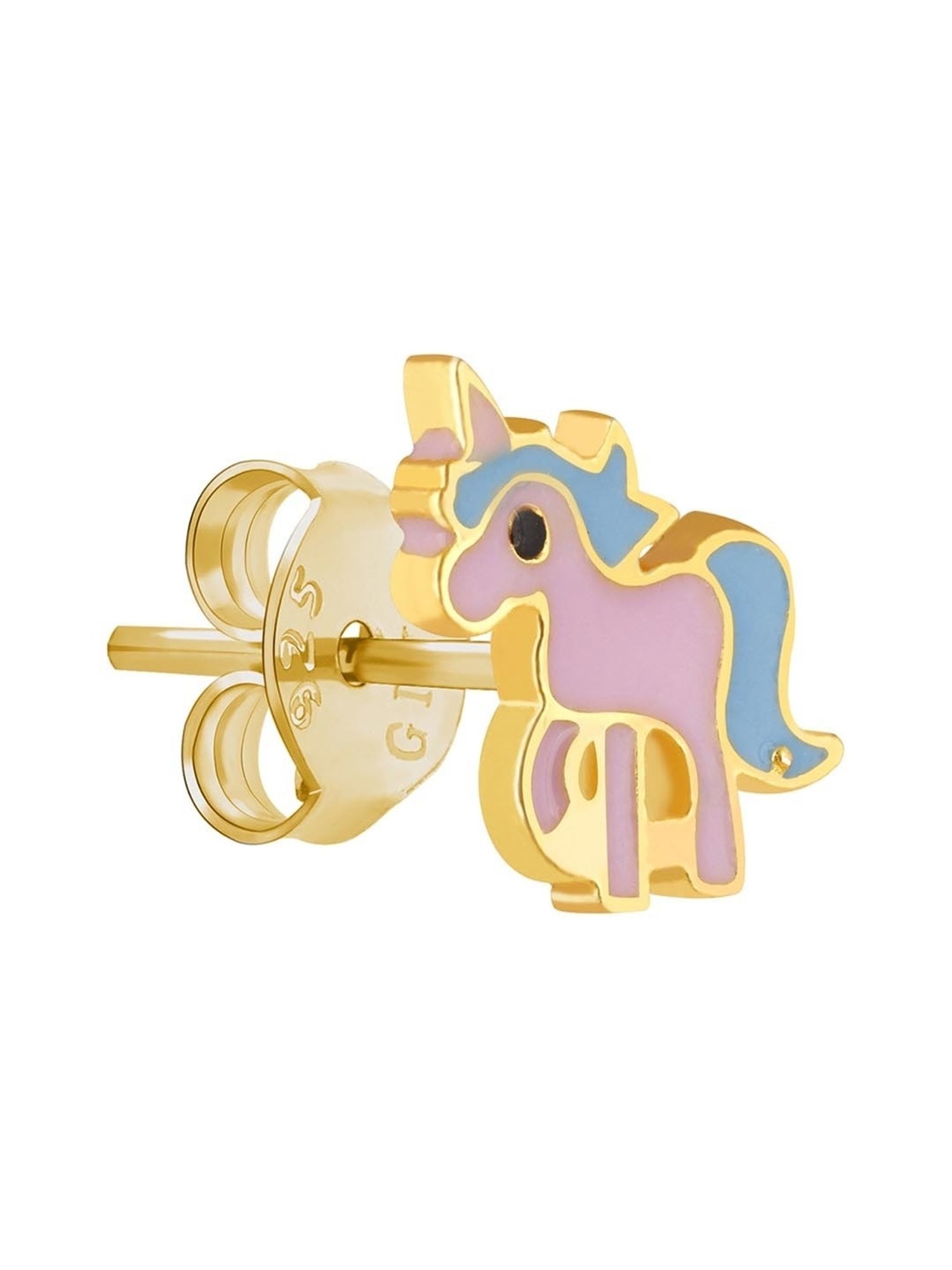 Buy wholesale Pink Enamel Unicorn 9k Gold Girl Earrings (T2688P9K)