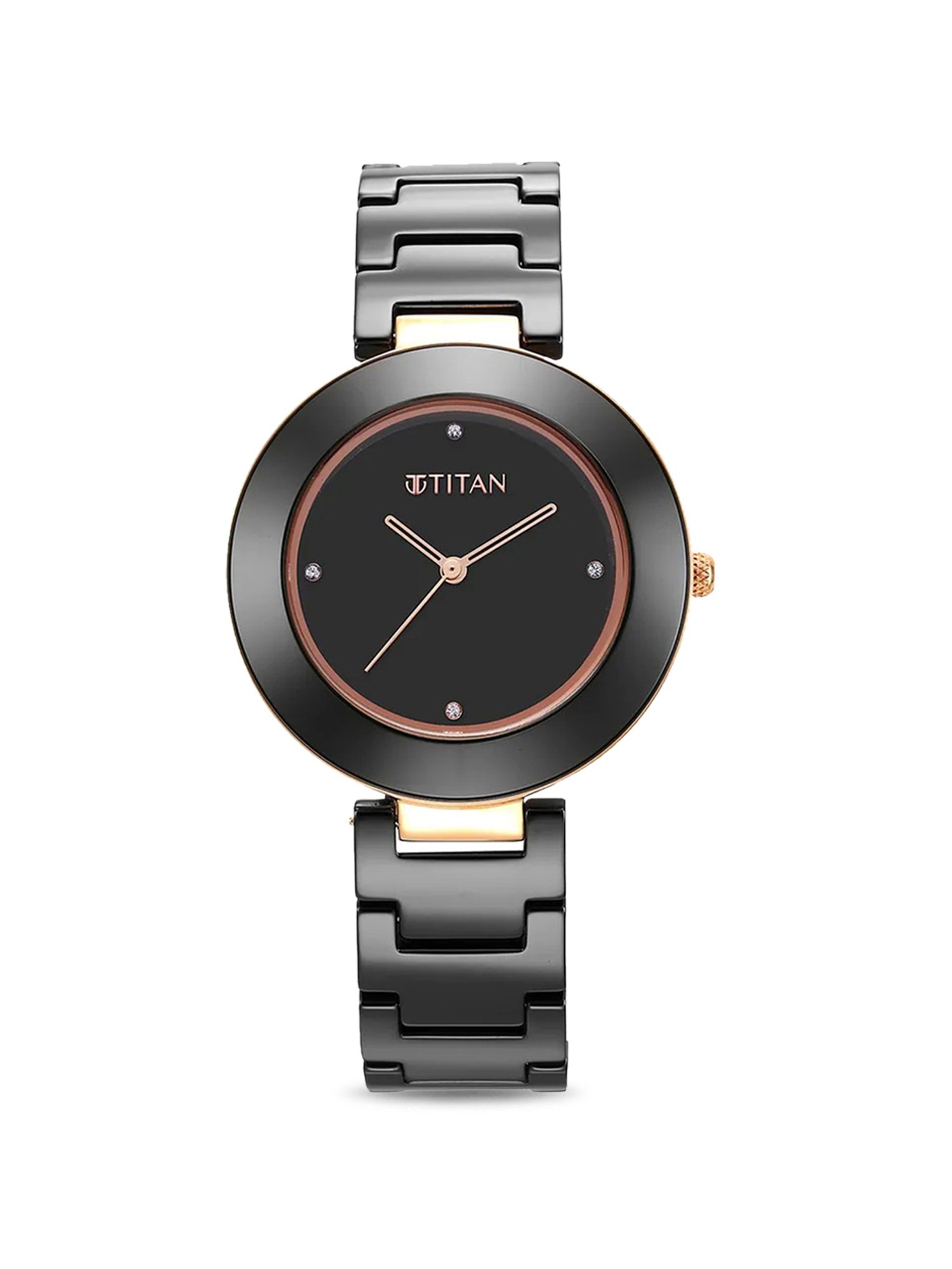 Titan black 2025 watch for women