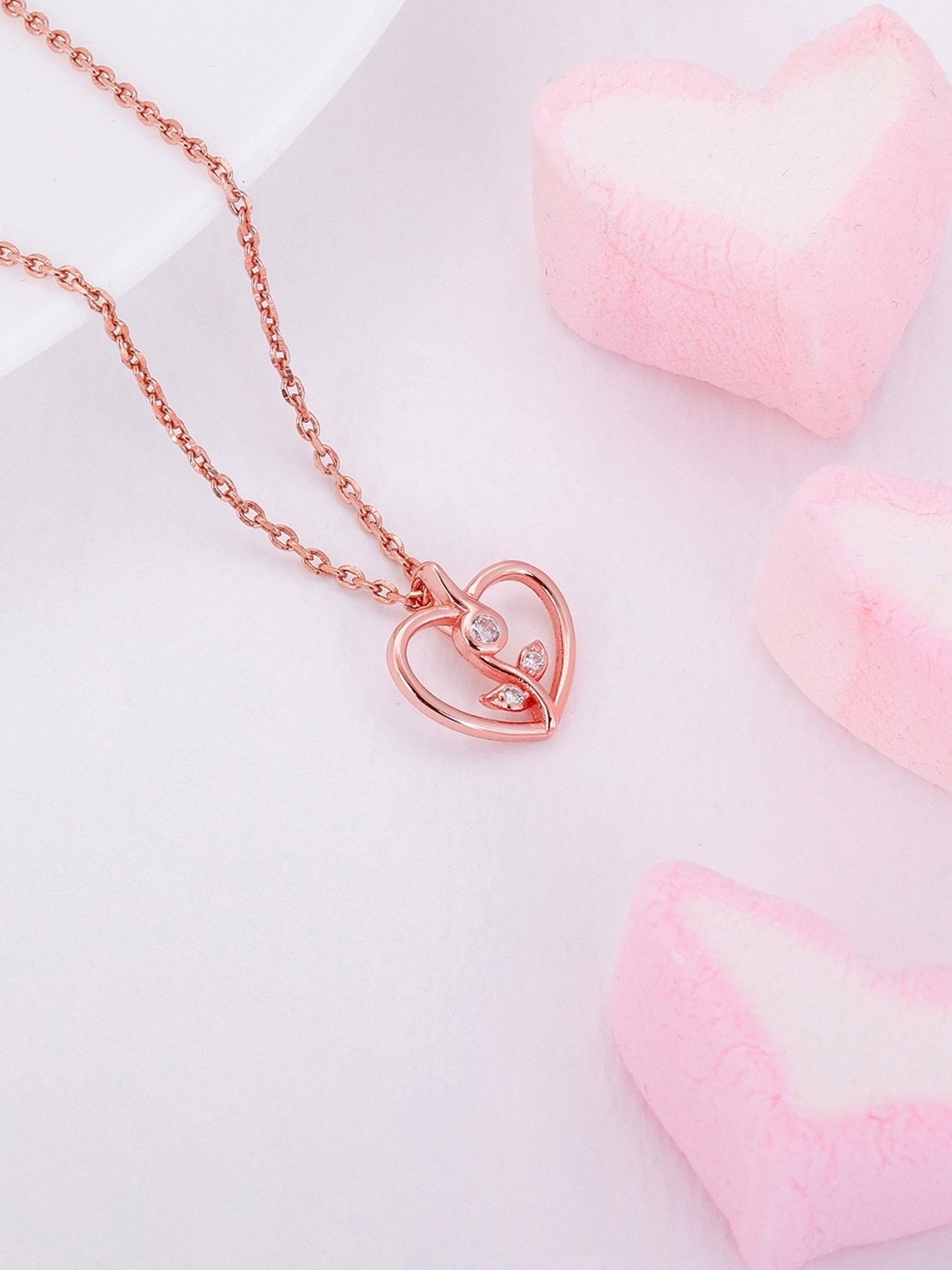 GIVA Love is Everywhere 92.5 Sterling Silver Enamel You and Me Rose Gold Necklace