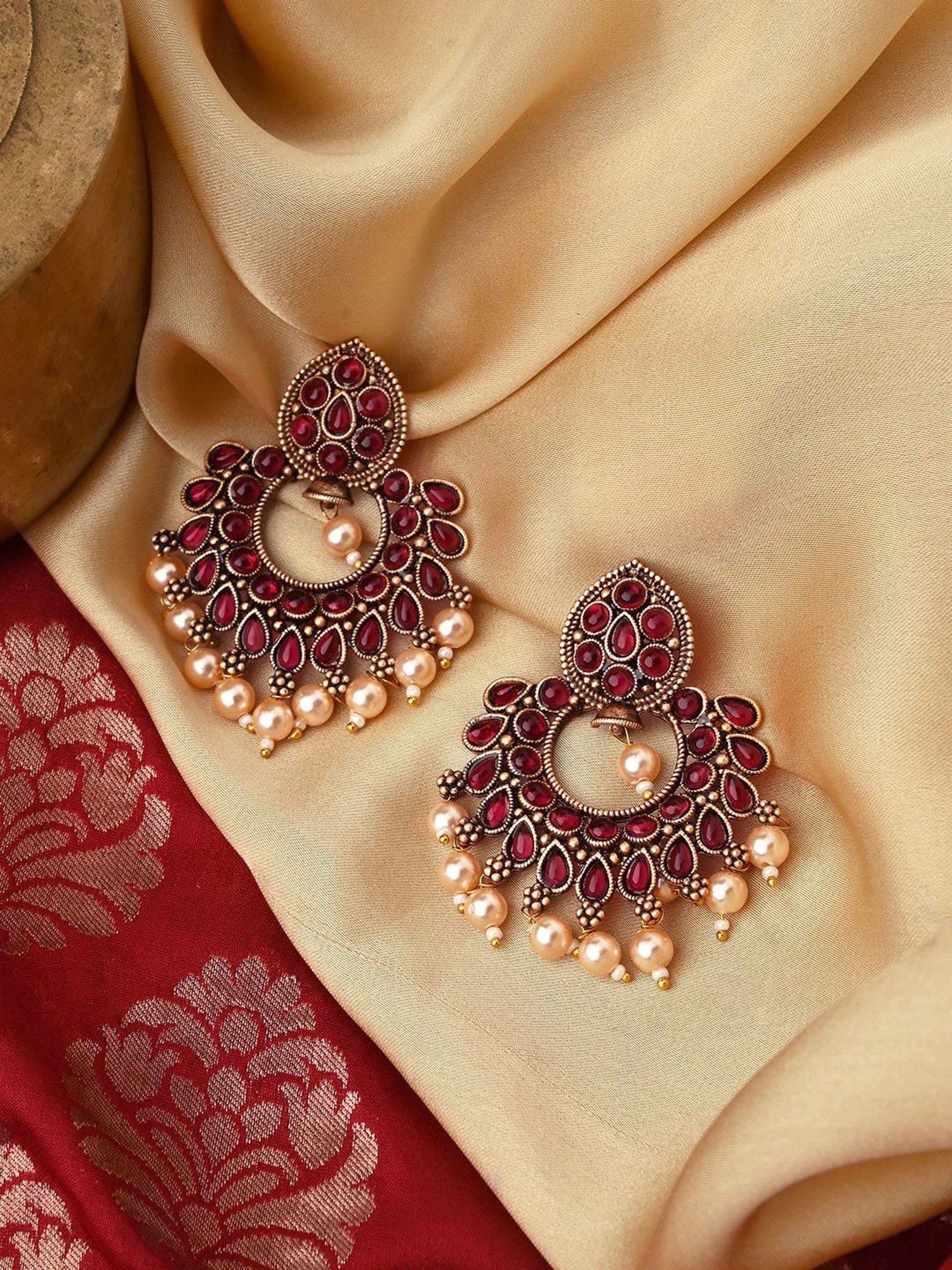 Traditional Lakshmi Chandbali Earrings  Temple Earrings