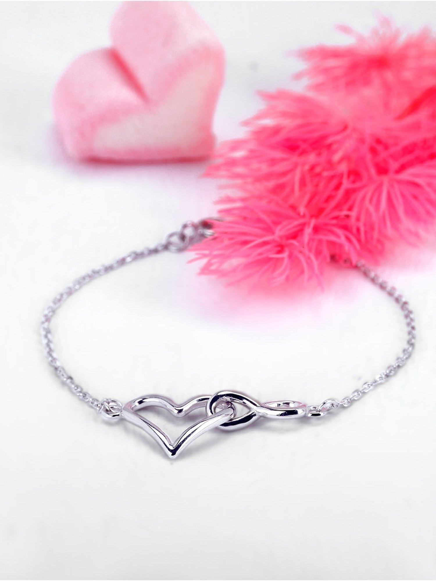 925 Sterling Silver Supple Heart Bracelet