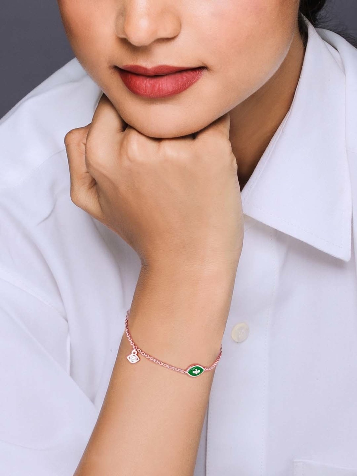 Buy Dew by PB Square Embellished Sterling Silver Bracelet online
