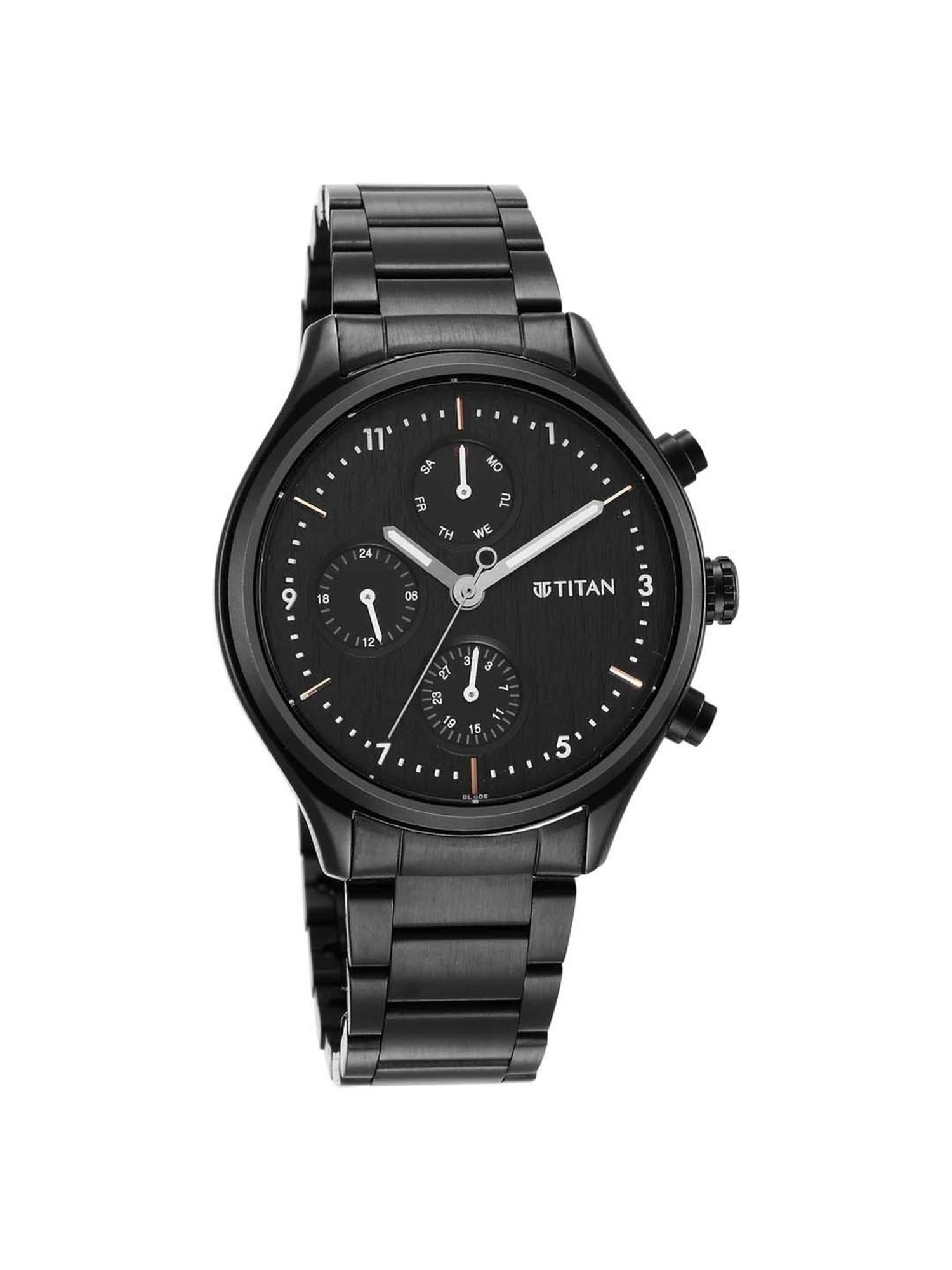 Titan watches with black metal chain sale