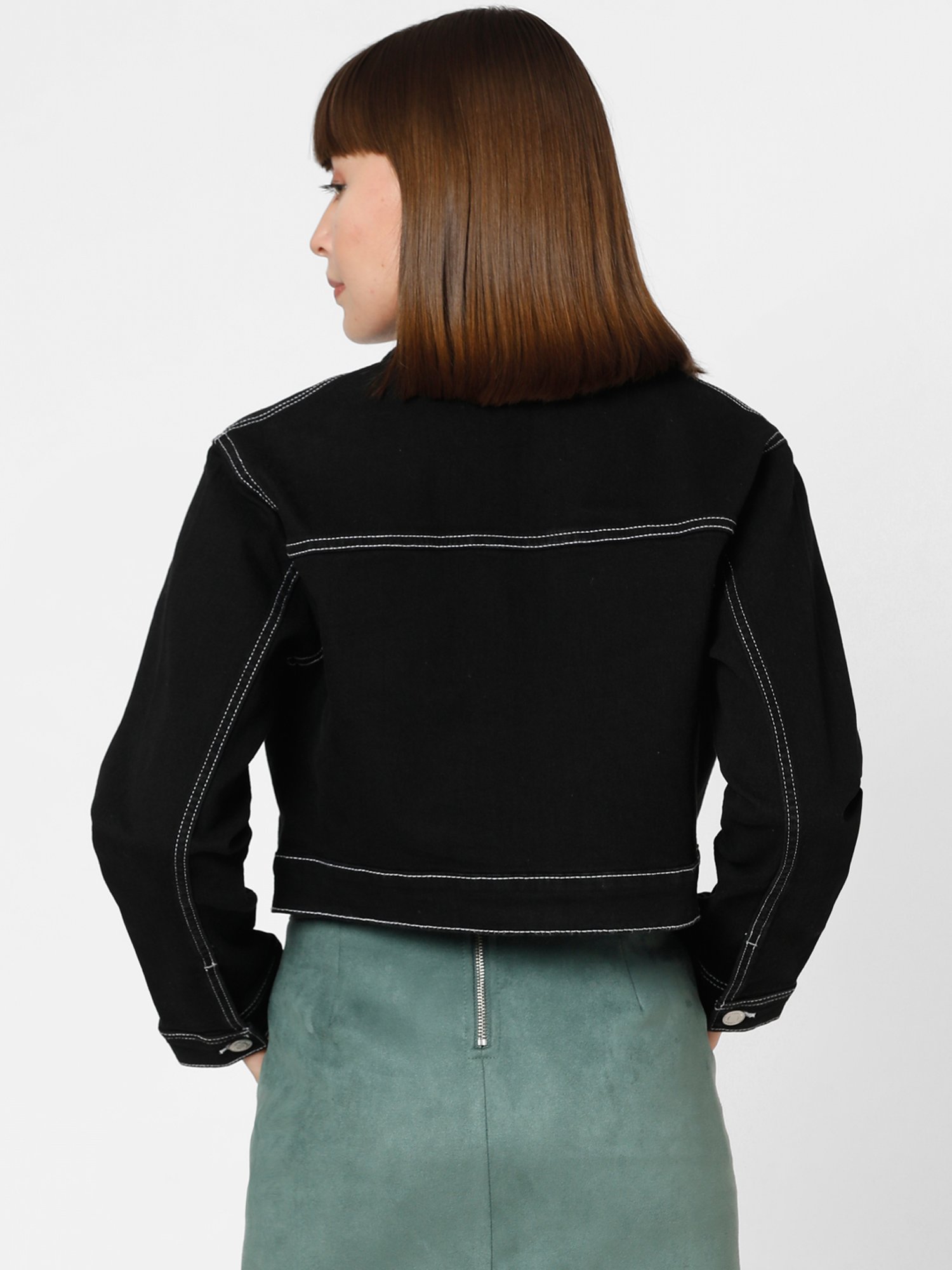 Cropped Black Denim Jacket For Womens | Pronk – pronk.in