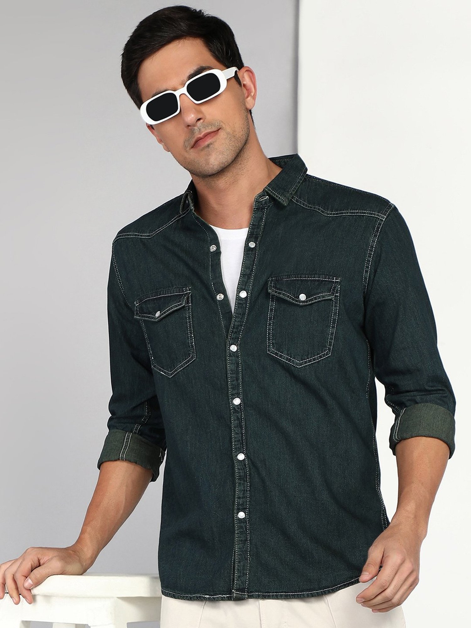 NAMACHEKO Manni denim shirt 緑 ナマチェコ NAMACHEKO Manni Denim Shirt Bottle Green デニム