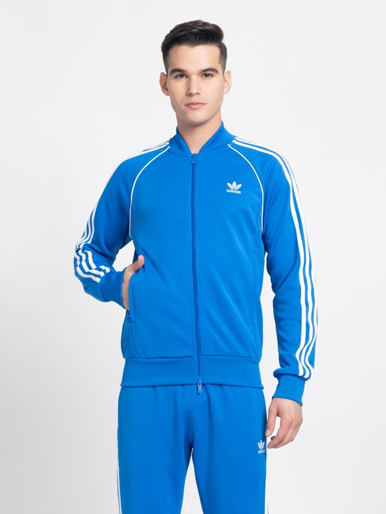 Buy Adidas Originals Blue Regular Fit Printed Sports Jacket for 