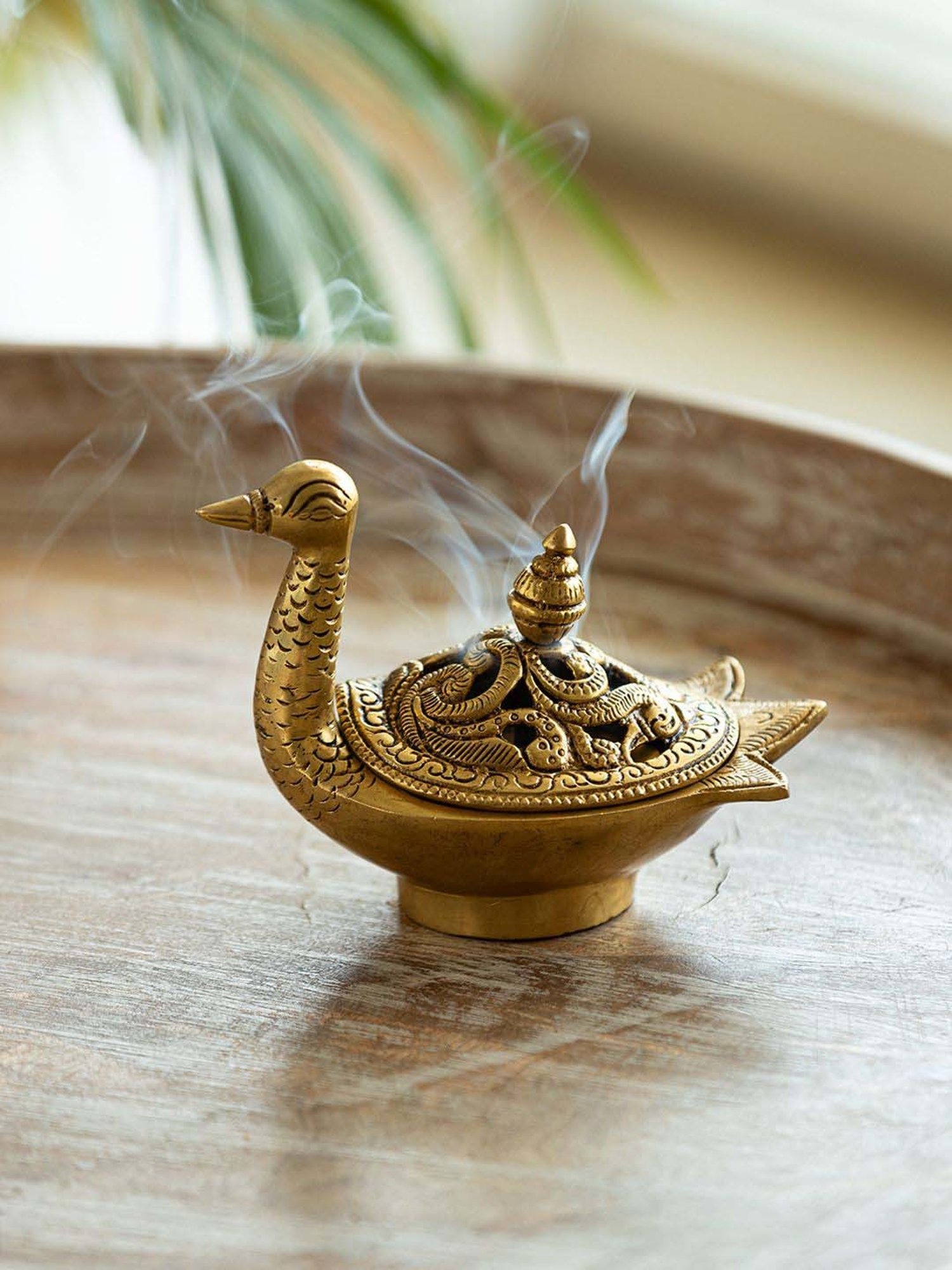 Buy ExclusiveLane Golden Brass Swan Dhoop Dani Handcarved Incense