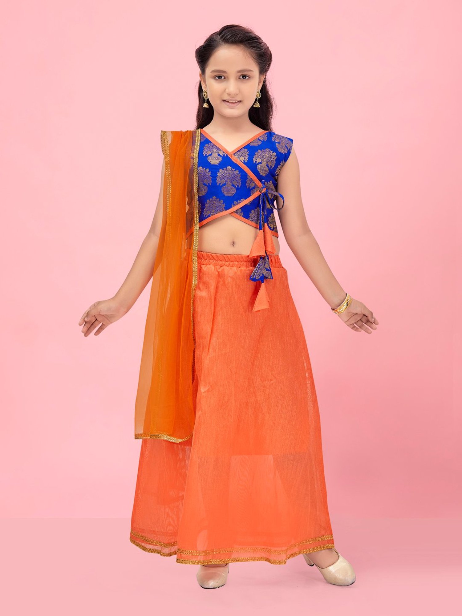 Like Mother Like Daughter Orange Net Lehenga BP4216