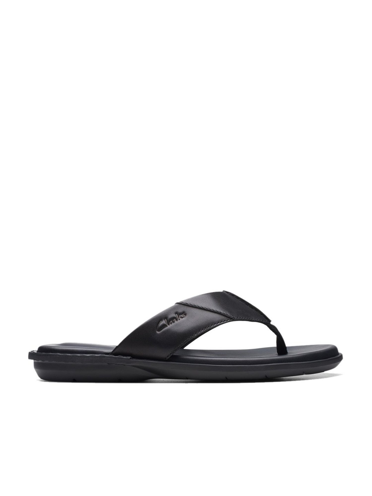 Clarks mens leather hot sale flip flops