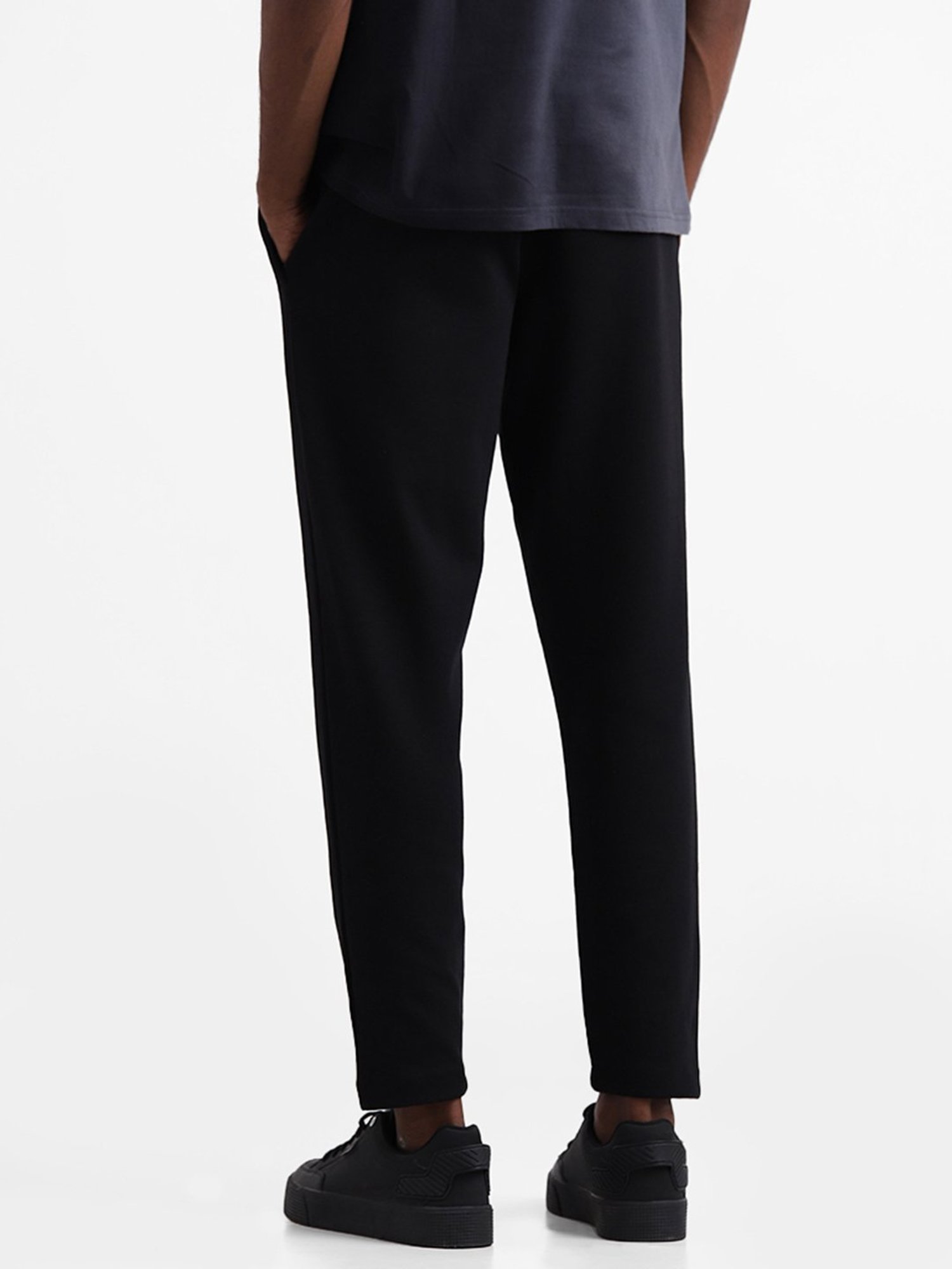 Buy Studiofit Solid Off White Seam Detail Relaxed Fit Track Pants