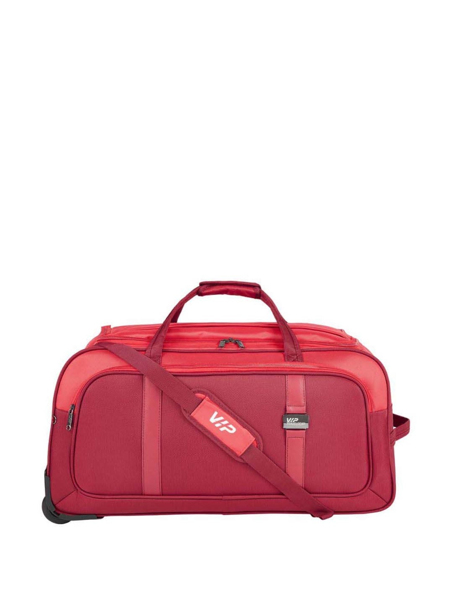 Unisex Red Solid Soft-sided Cabin Size Trolley Suitcase – Teakwood Leathers