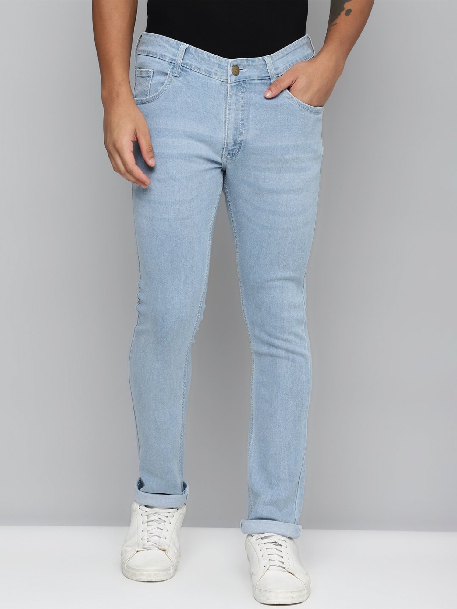 Buy Urbano Fashion Men Light Blue Slim Fit Washed Jeans Stretchable online