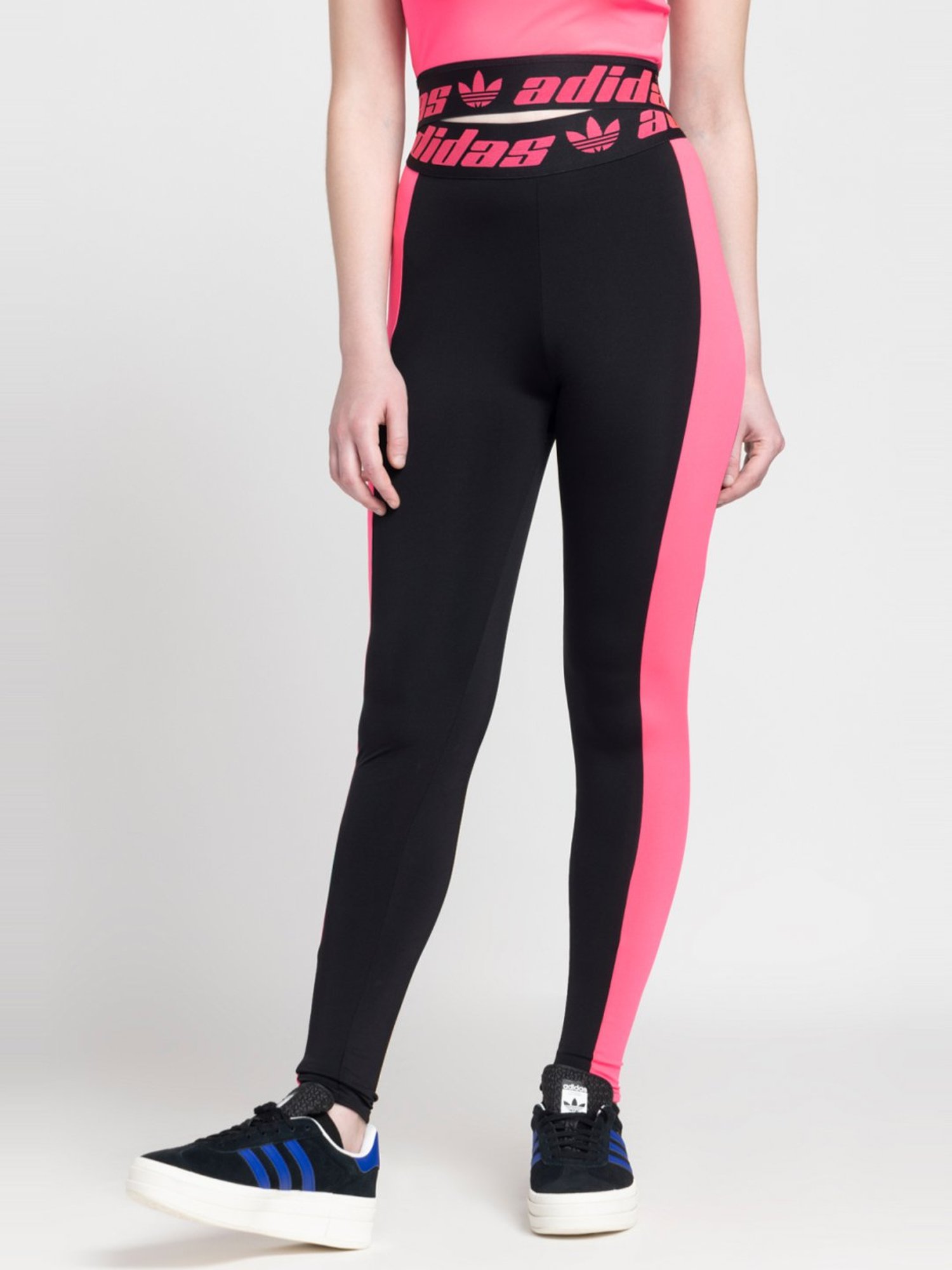 Buy Adidas Originals Black Pink Color Block Sports Tights for Women Online Tata CLiQ