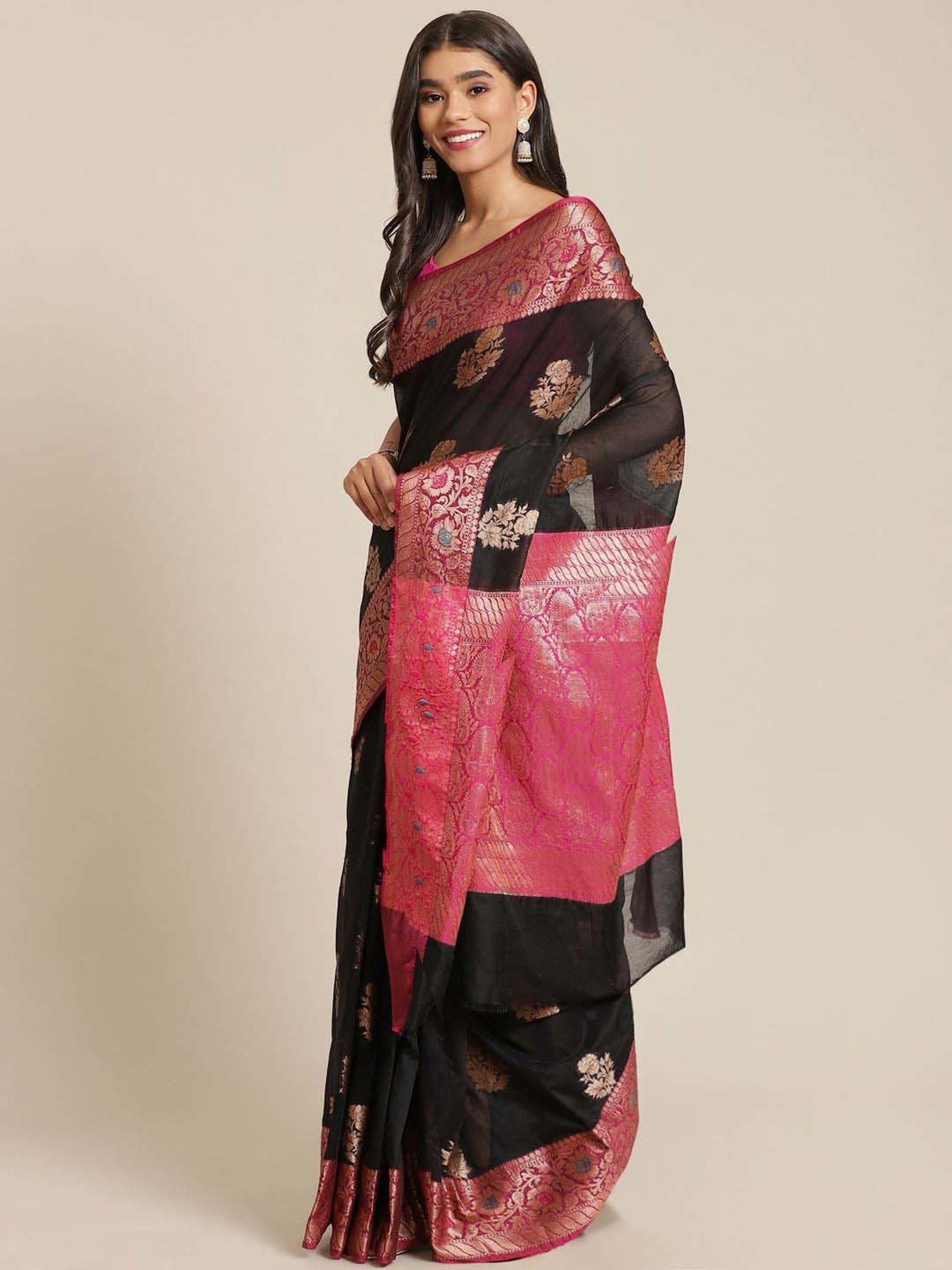 Pink Black Half Half Bomkai Silk Saree- Odisha Handloom Sarees,Sambalpuri  Silk saree | BigRayn.com