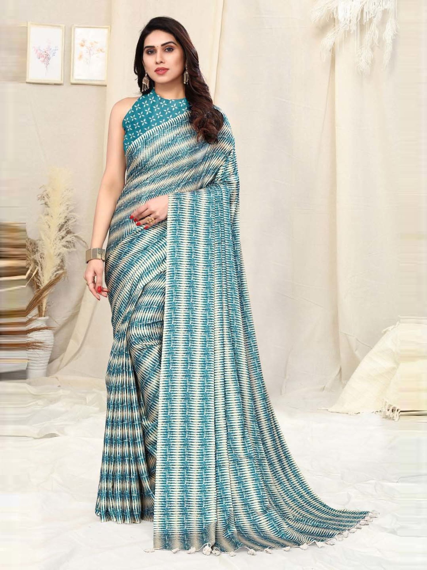 Sky Blue Color Two Tone Pure Georgette Digital Printed Saree – fashionnaari