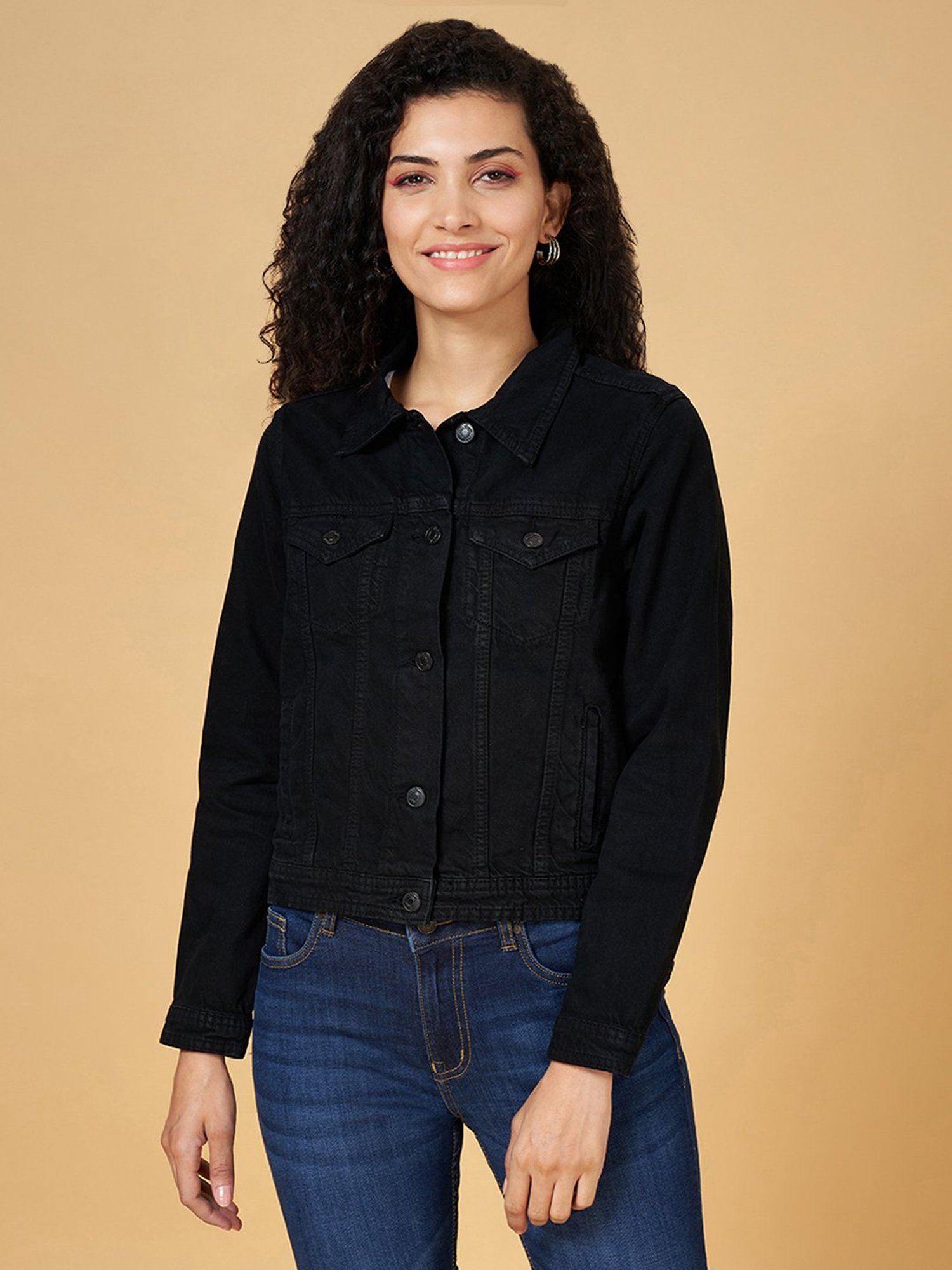 Black Solid Casual Full Sleeves Collared Neck Women Comfort Fit Jacket  Selling Fast at Pantaloons.com