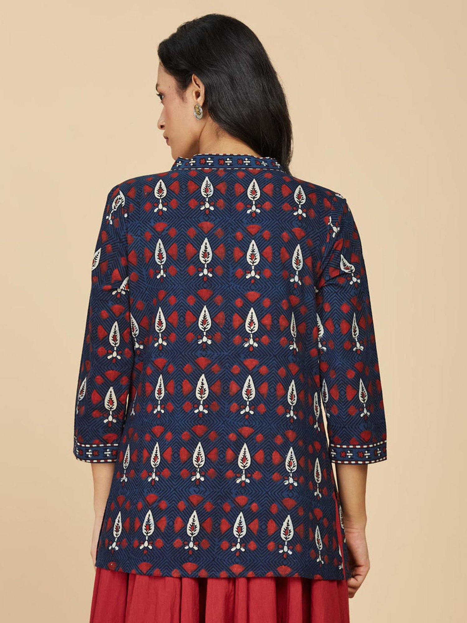 Buy Indigo Cotton Printed Short Top for Women Online at Fabindia