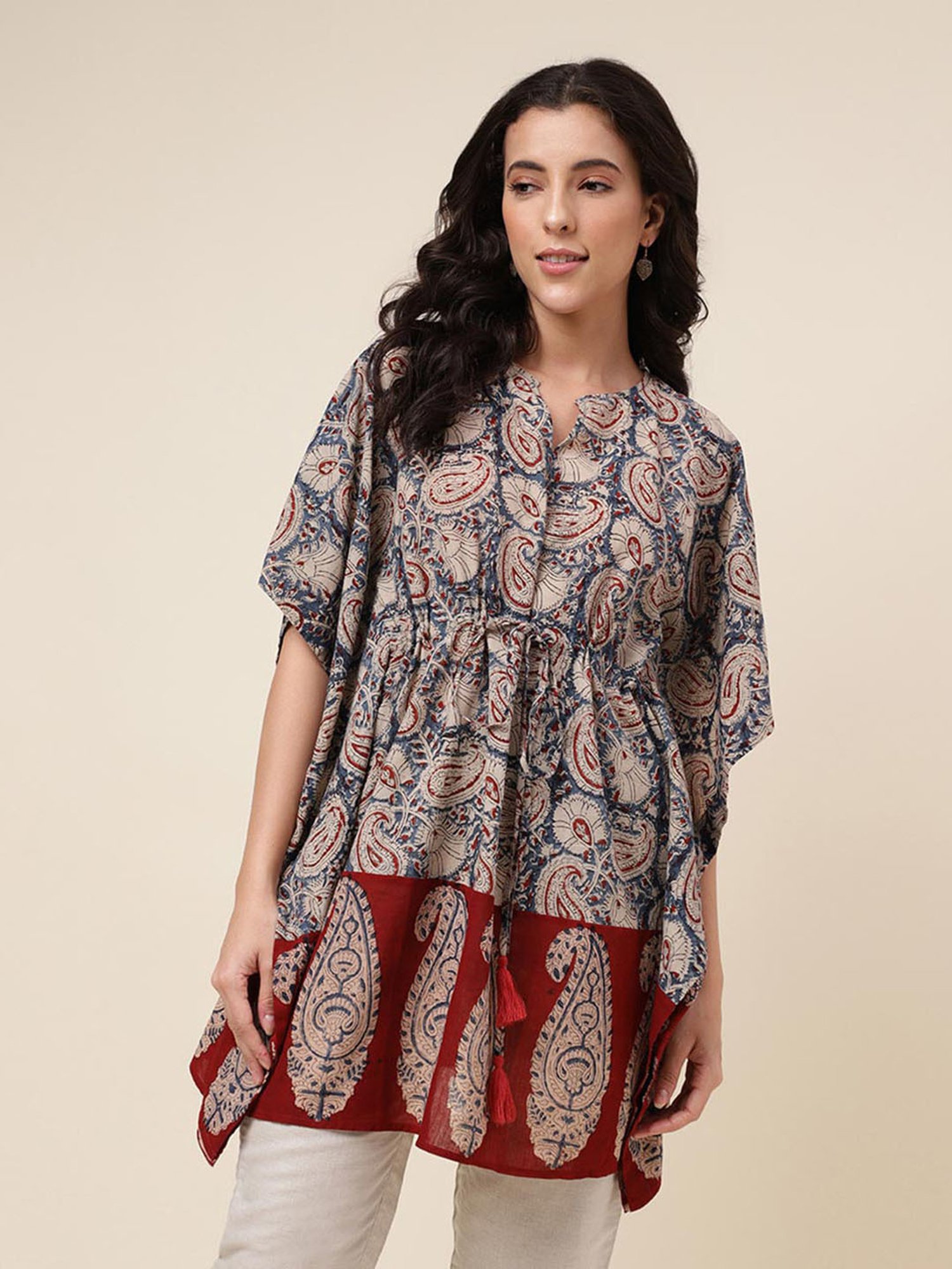 Buy Indigo Cotton Printed Short Top for Women Online at Fabindia