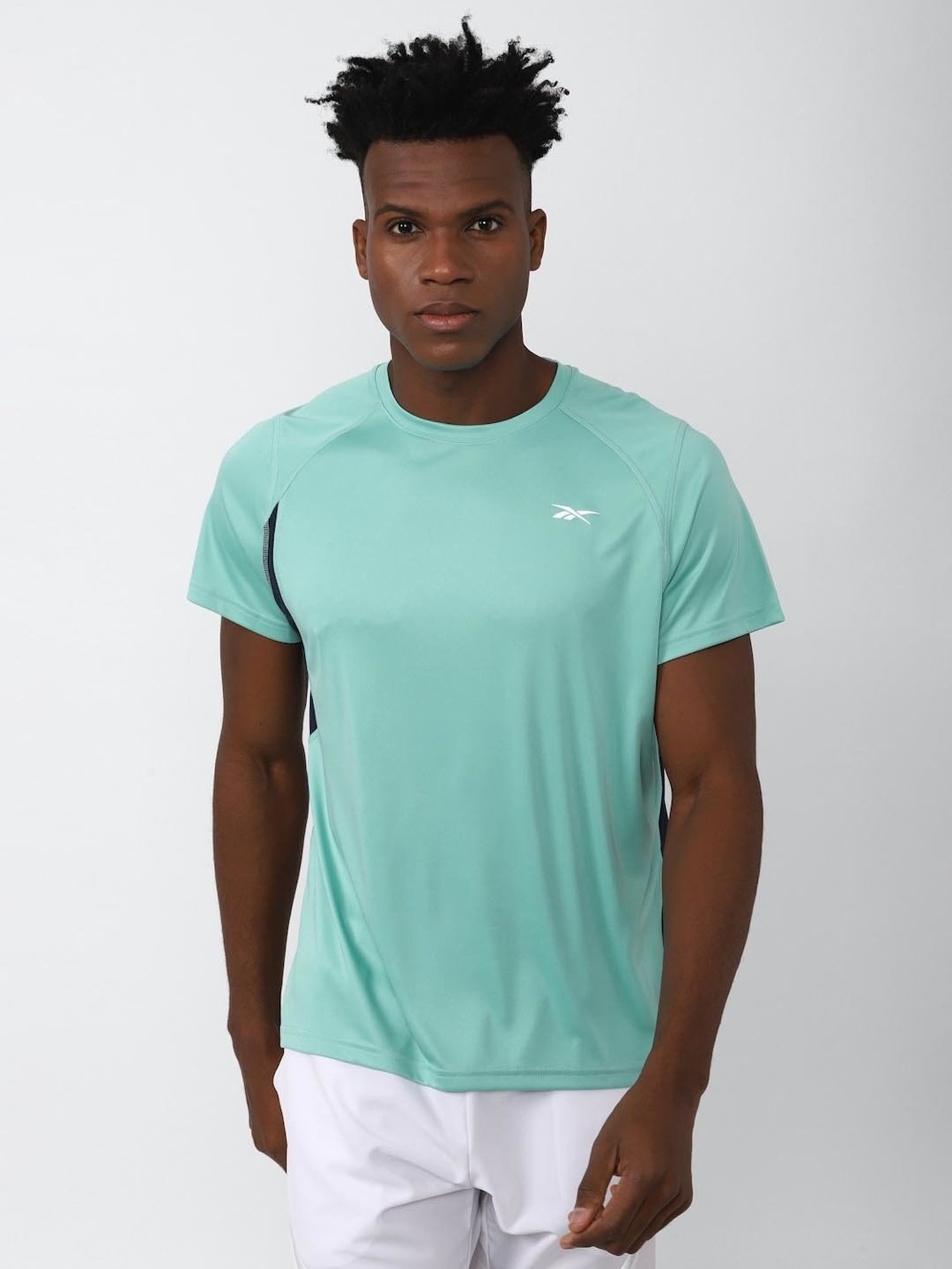 Buy Reebok Sky Blue Slim Fit Self Pattern T-Shirt for Mens Online @ Tata  CLiQ