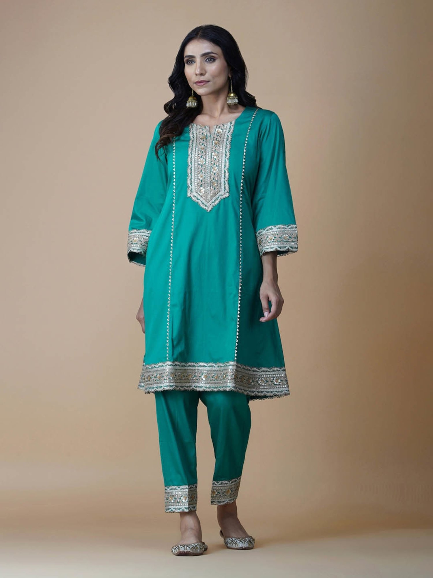 Buy W Blue Embroidered Pants for Women Online @ Tata CLiQ