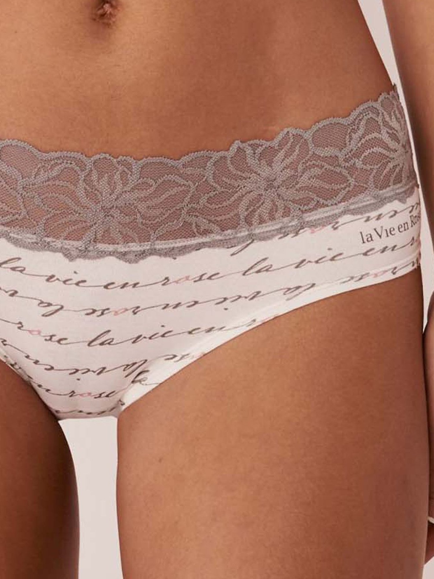 La Vie En Rose White Cotton Lace Work Panty